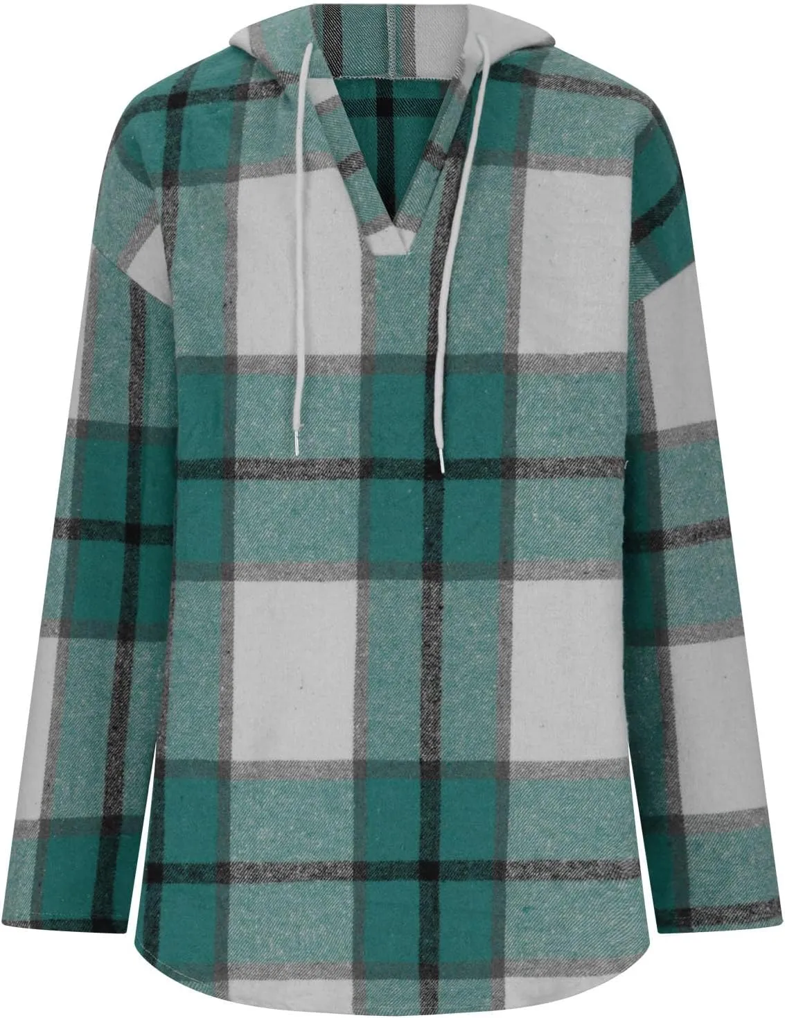 Hoodies for Women Long Sleeve Plaid Shirt Oversized Flannel Sweatshirt Dressy Casual Shirts Loose Fit Pullover Hoodie