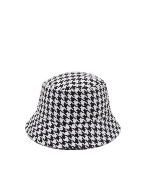 Houndstooth-Print Bucket Hat