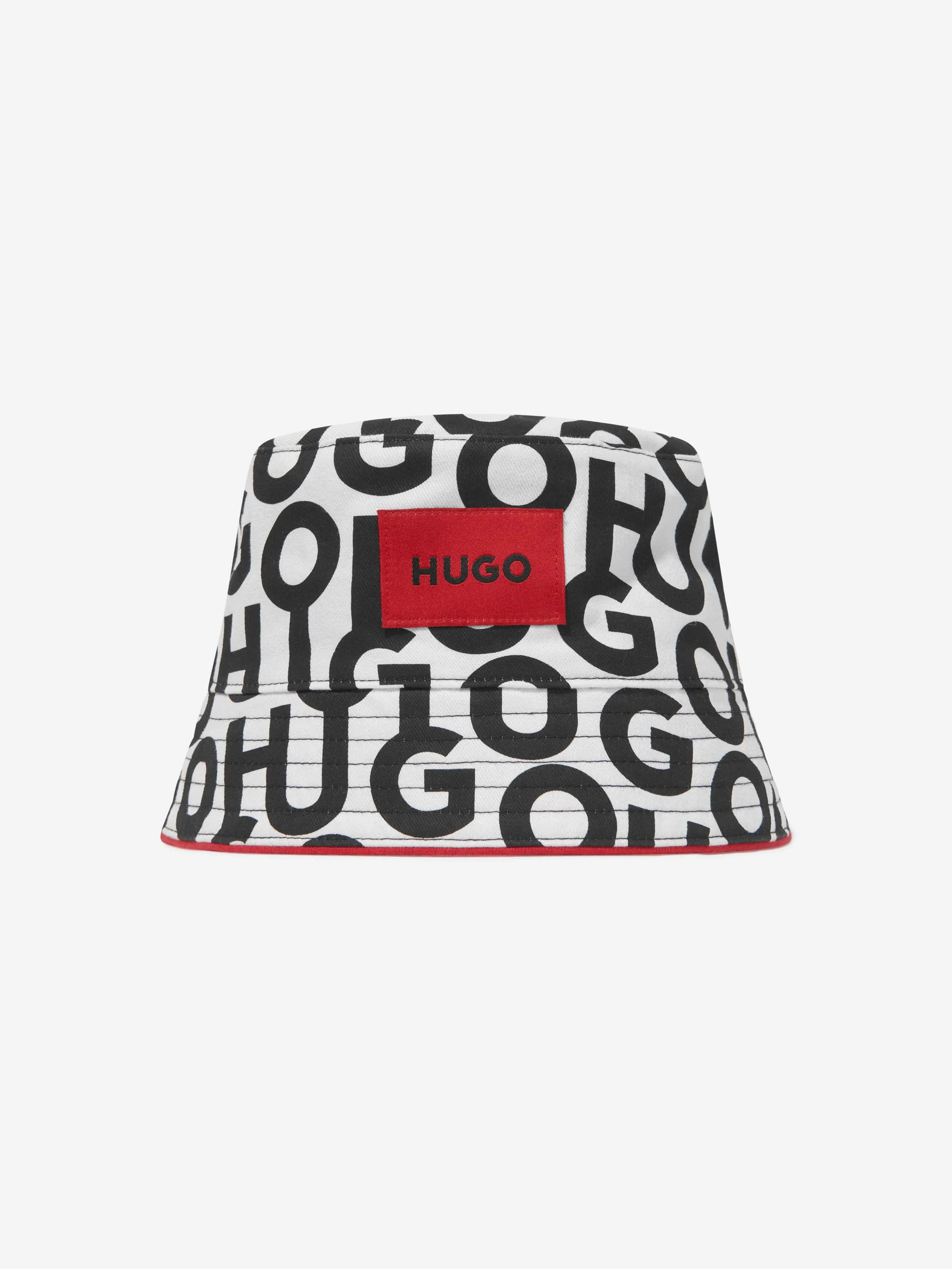 Hugo Kids Reversible Logo Bucket Hat in White