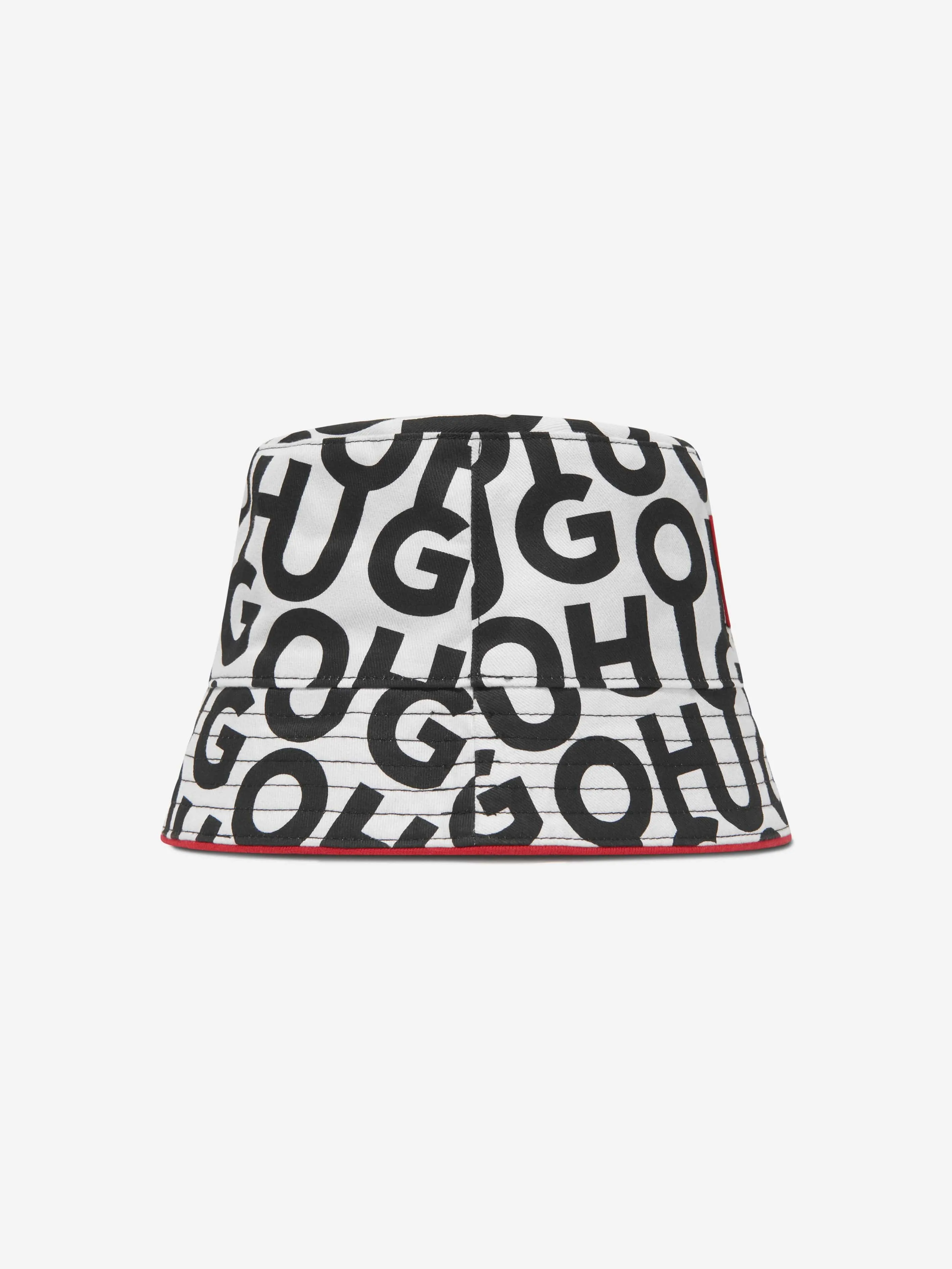 Hugo Kids Reversible Logo Bucket Hat in White