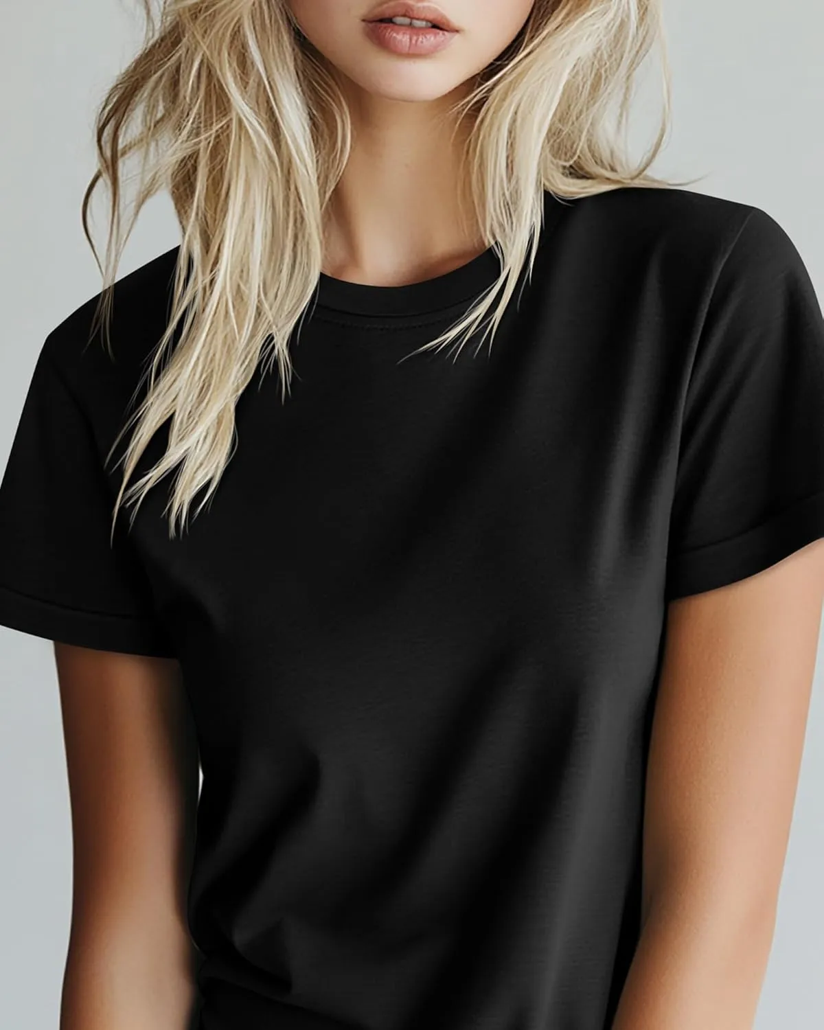 Huukeay 3 Pack Women's Cotton T Shirts Casual Short Sleeve Tunic Tops Crewneck Summer Plain Basic Loose Fit Tee