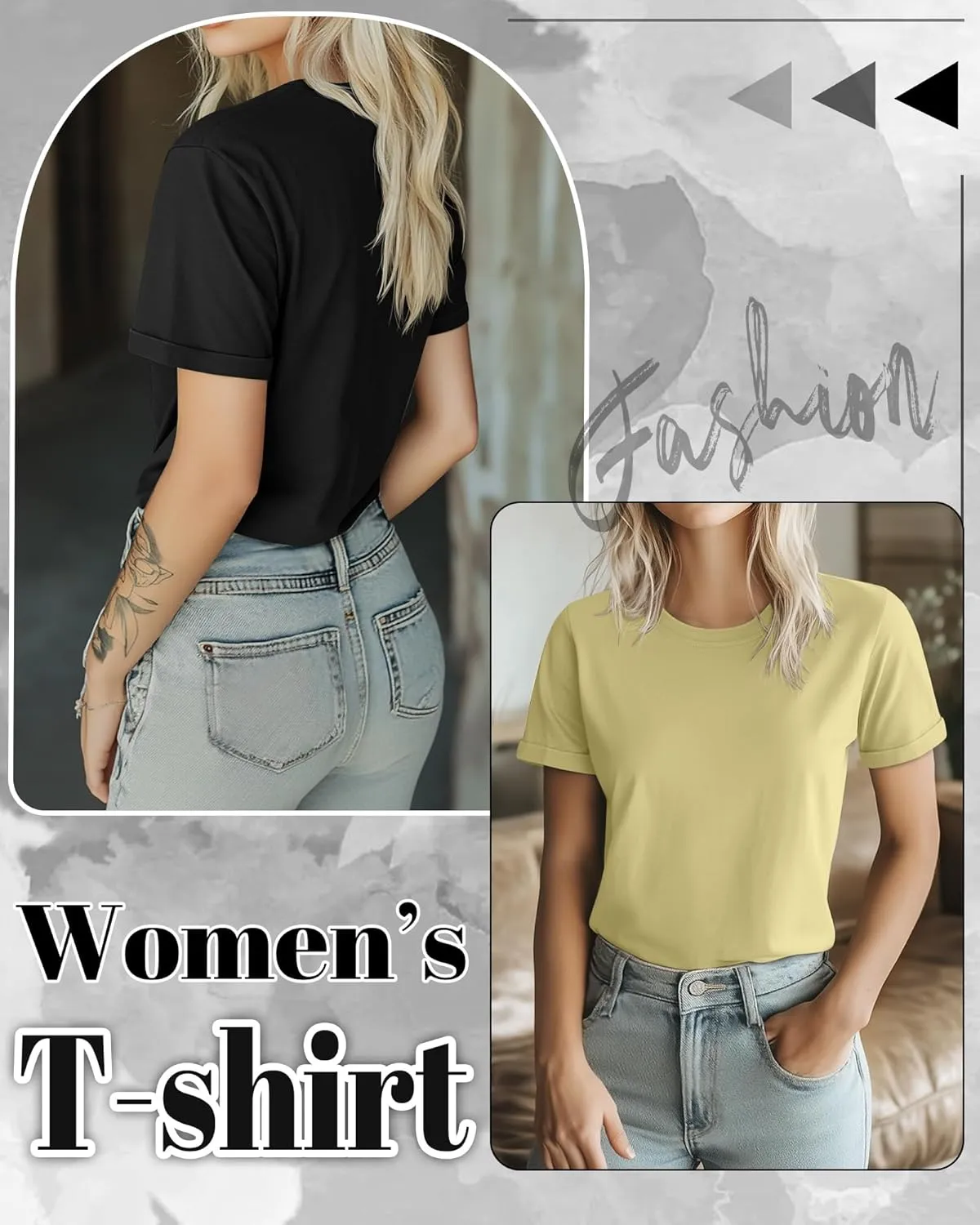 Huukeay 3 Pack Women's Cotton T Shirts Casual Short Sleeve Tunic Tops Crewneck Summer Plain Basic Loose Fit Tee