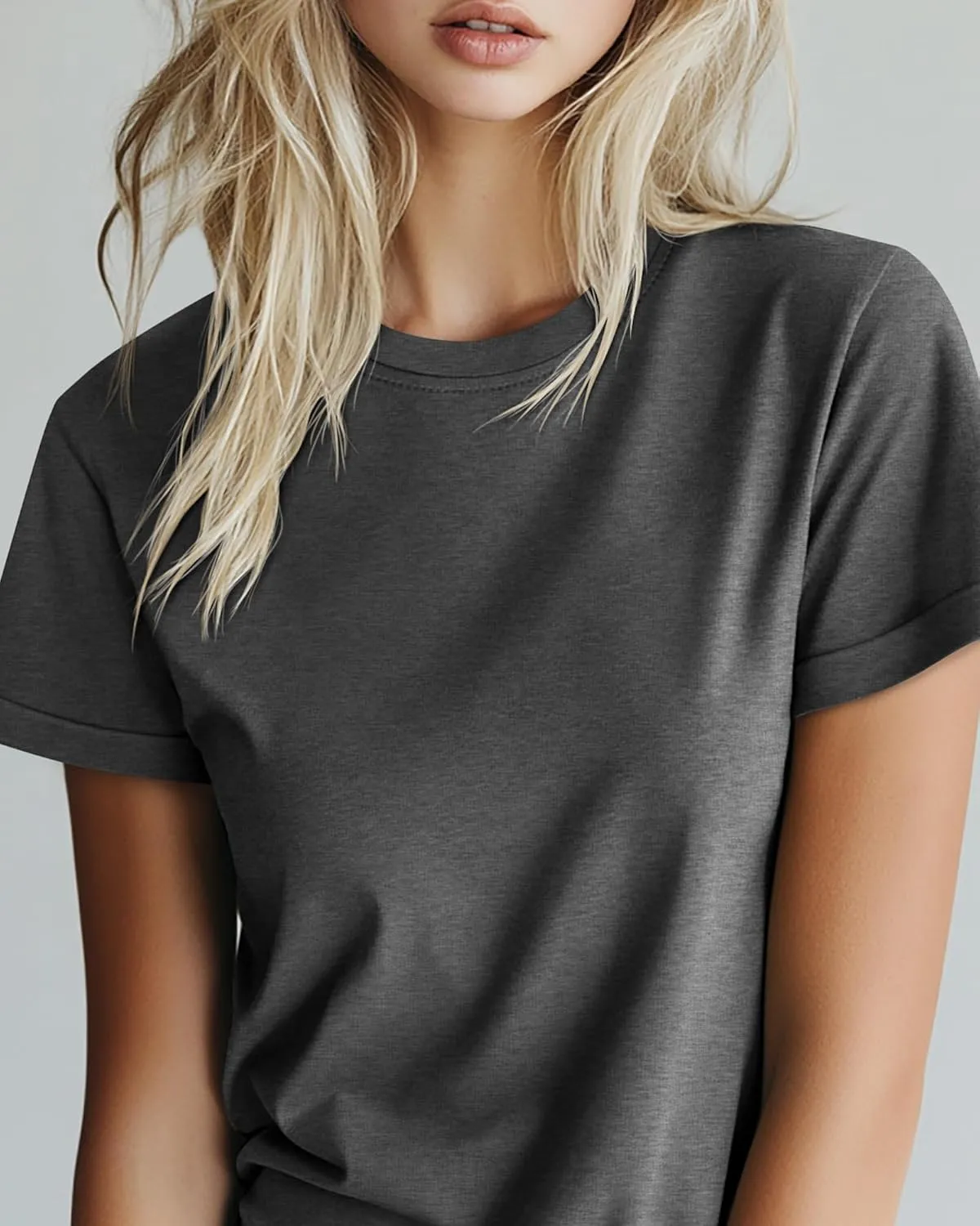 Huukeay 3 Pack Women's Cotton T Shirts Casual Short Sleeve Tunic Tops Crewneck Summer Plain Basic Loose Fit Tee