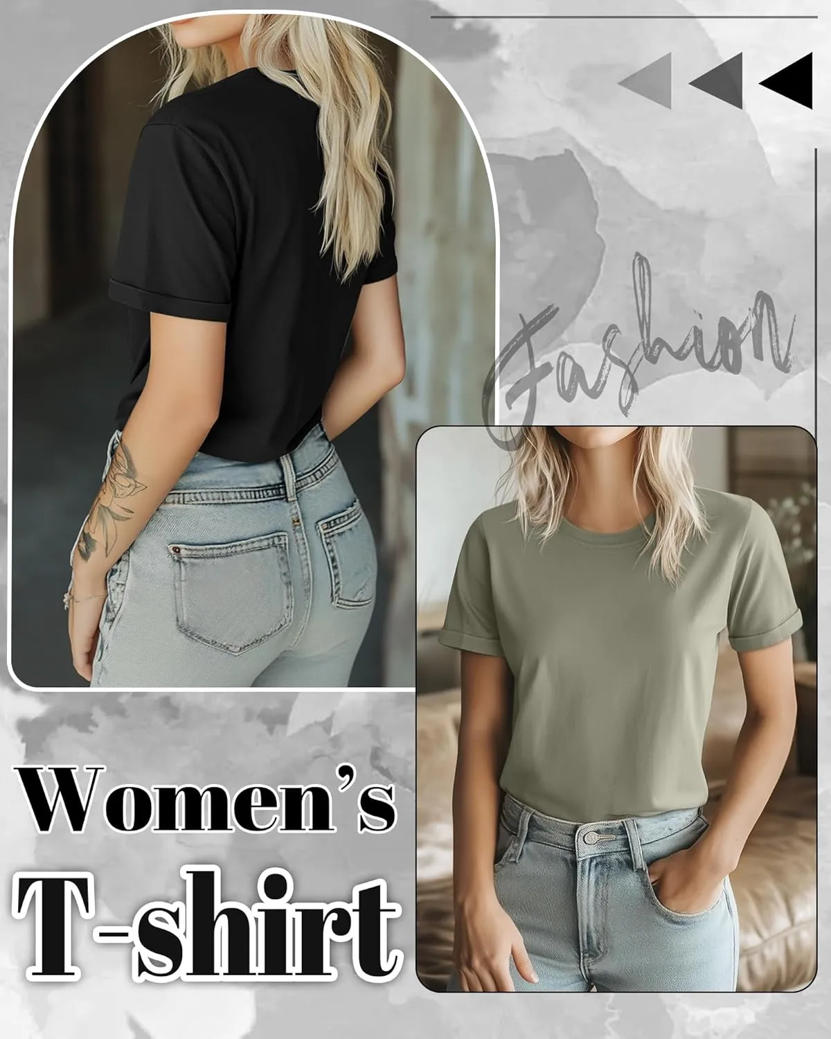 Huukeay 3 Pack Women's Cotton T Shirts Casual Short Sleeve Tunic Tops Crewneck Summer Plain Basic Loose Fit Tee