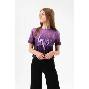 Hype Purple Speckle Fade Glitter Cropped T-Shirt Yvlr511