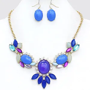 iLLASPARKZ Crystal Marquise Cobochon Statement Necklace