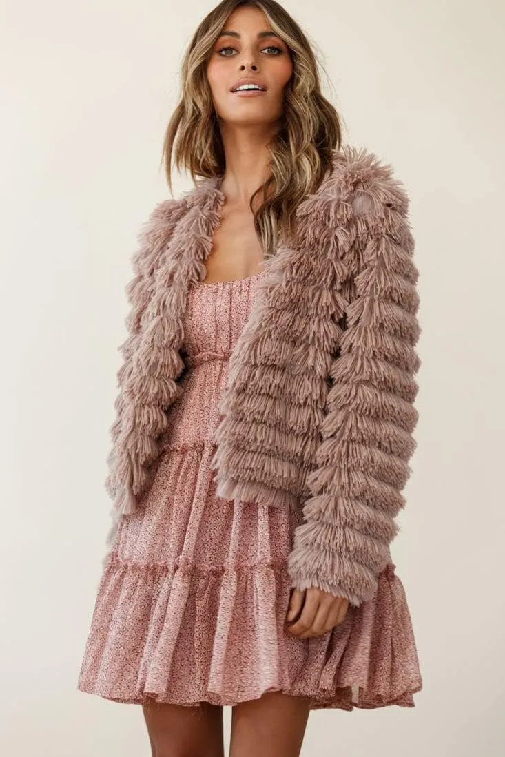 Inorin Womens Fall Open Front Cardigan Faux Fur Coat Vintage Parka Shaggy Jacket Warm Coat Tops