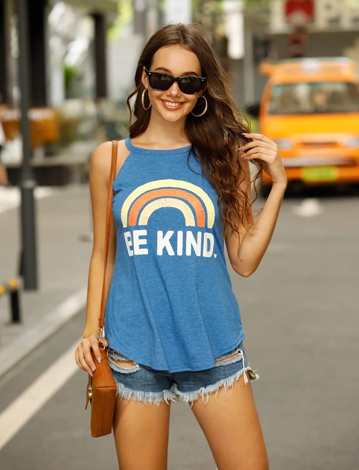 IRISGOD Womens High Neck Tank Tops Summer Graphic Halter Sleeveless Rocker Tee Shirts