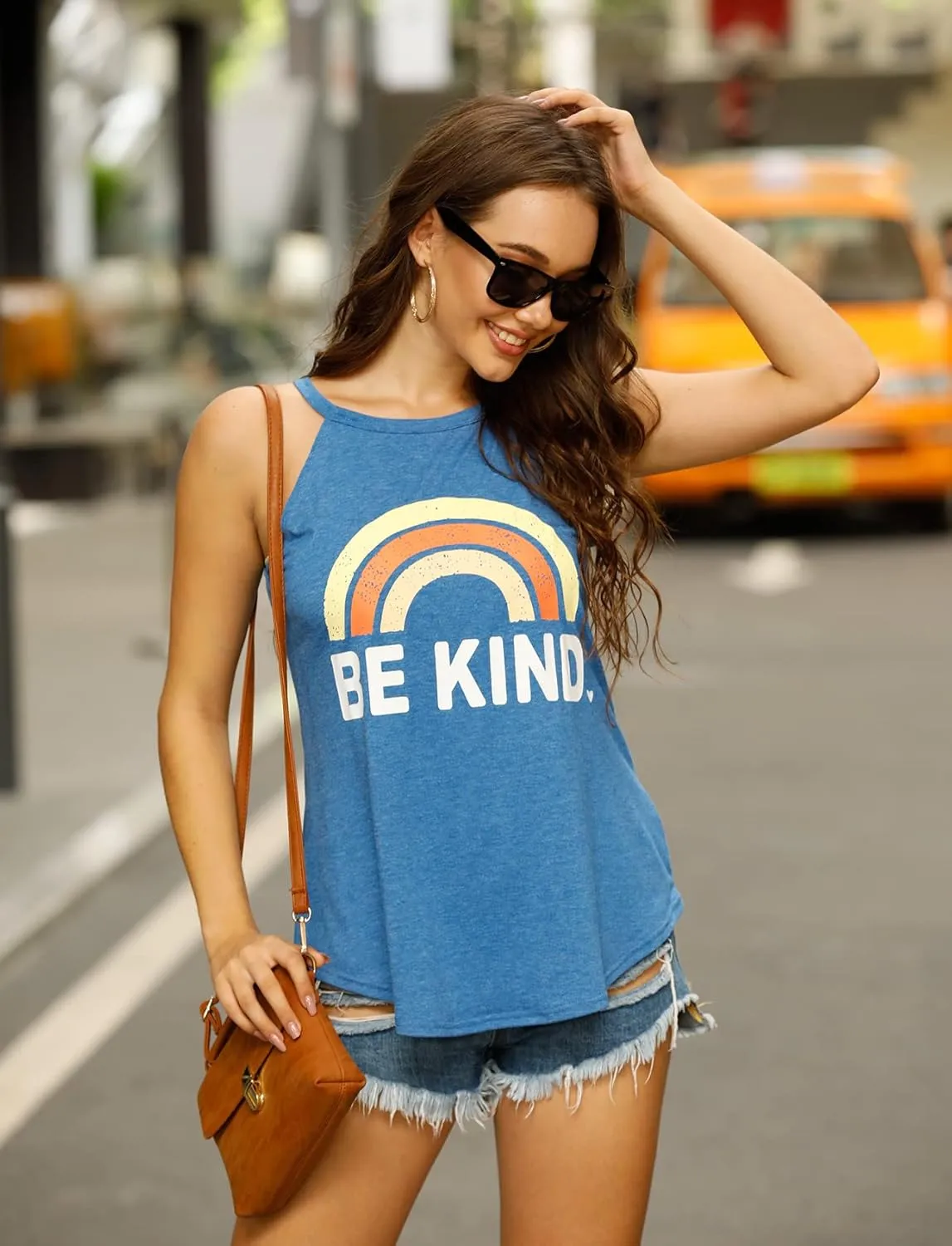 IRISGOD Womens High Neck Tank Tops Summer Graphic Halter Sleeveless Rocker Tee Shirts