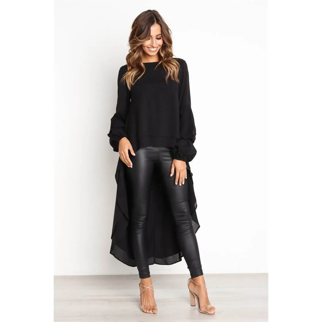 Irregular Long Sleeves Loose T-shirt
