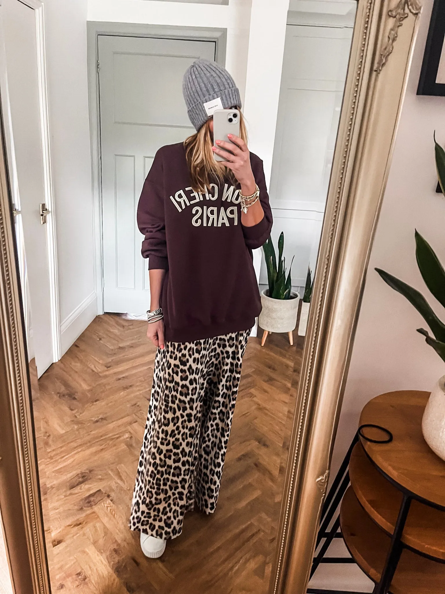 Jersey Leopard Wide Leg Trousers