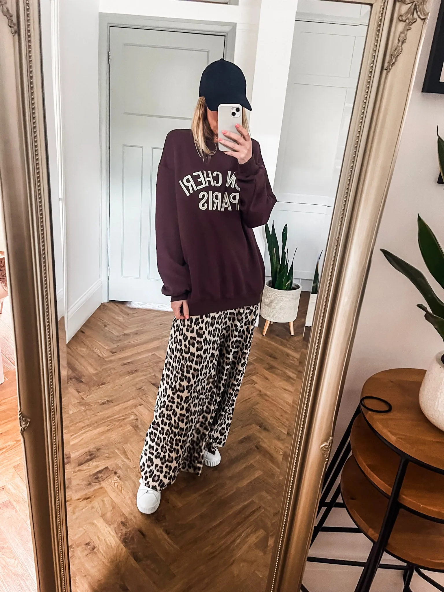 Jersey Leopard Wide Leg Trousers