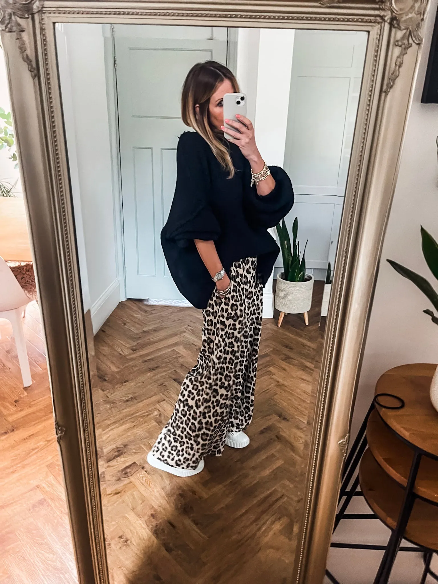 Jersey Leopard Wide Leg Trousers