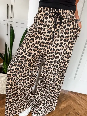 Jersey Leopard Wide Leg Trousers
