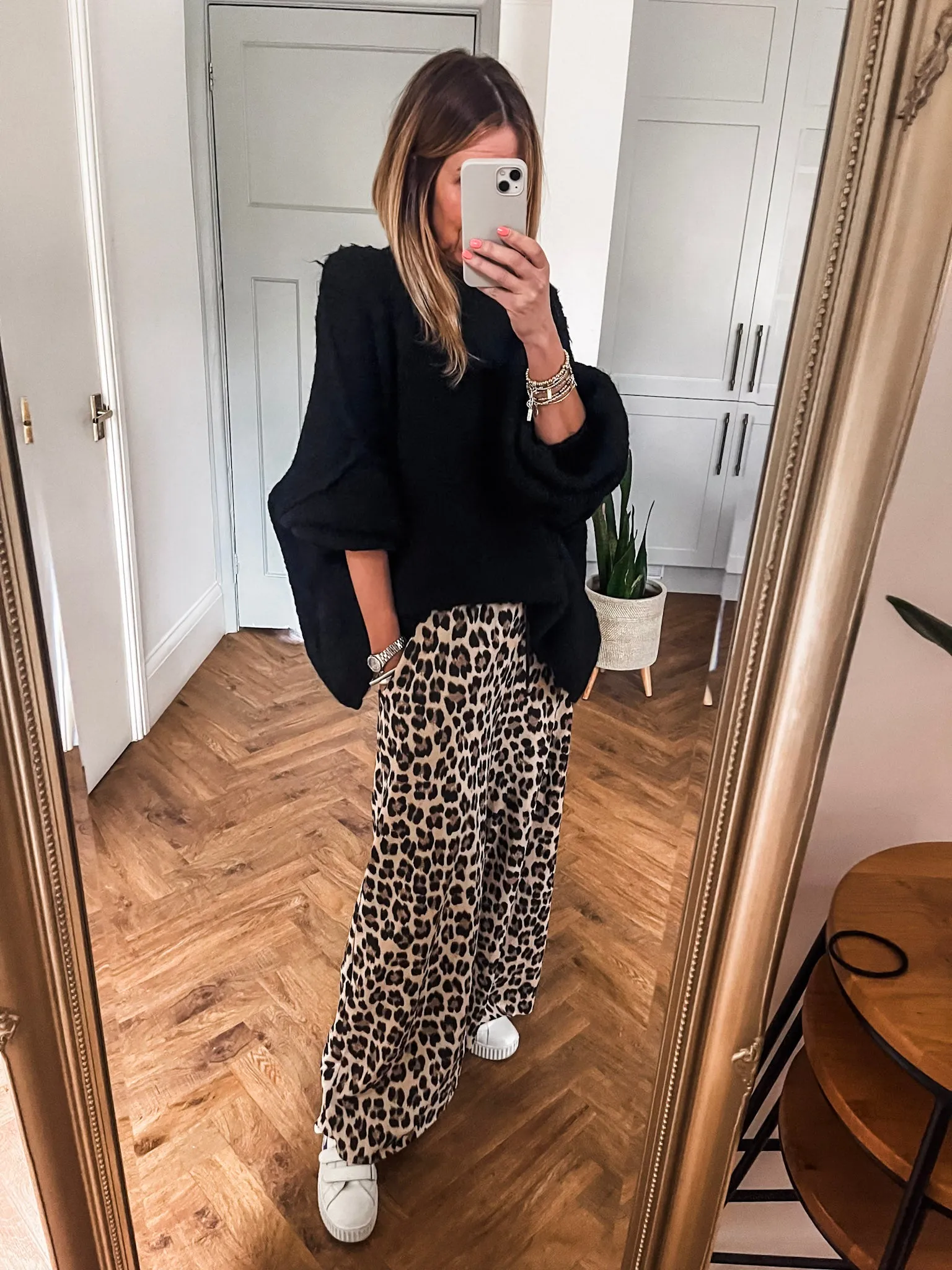 Jersey Leopard Wide Leg Trousers