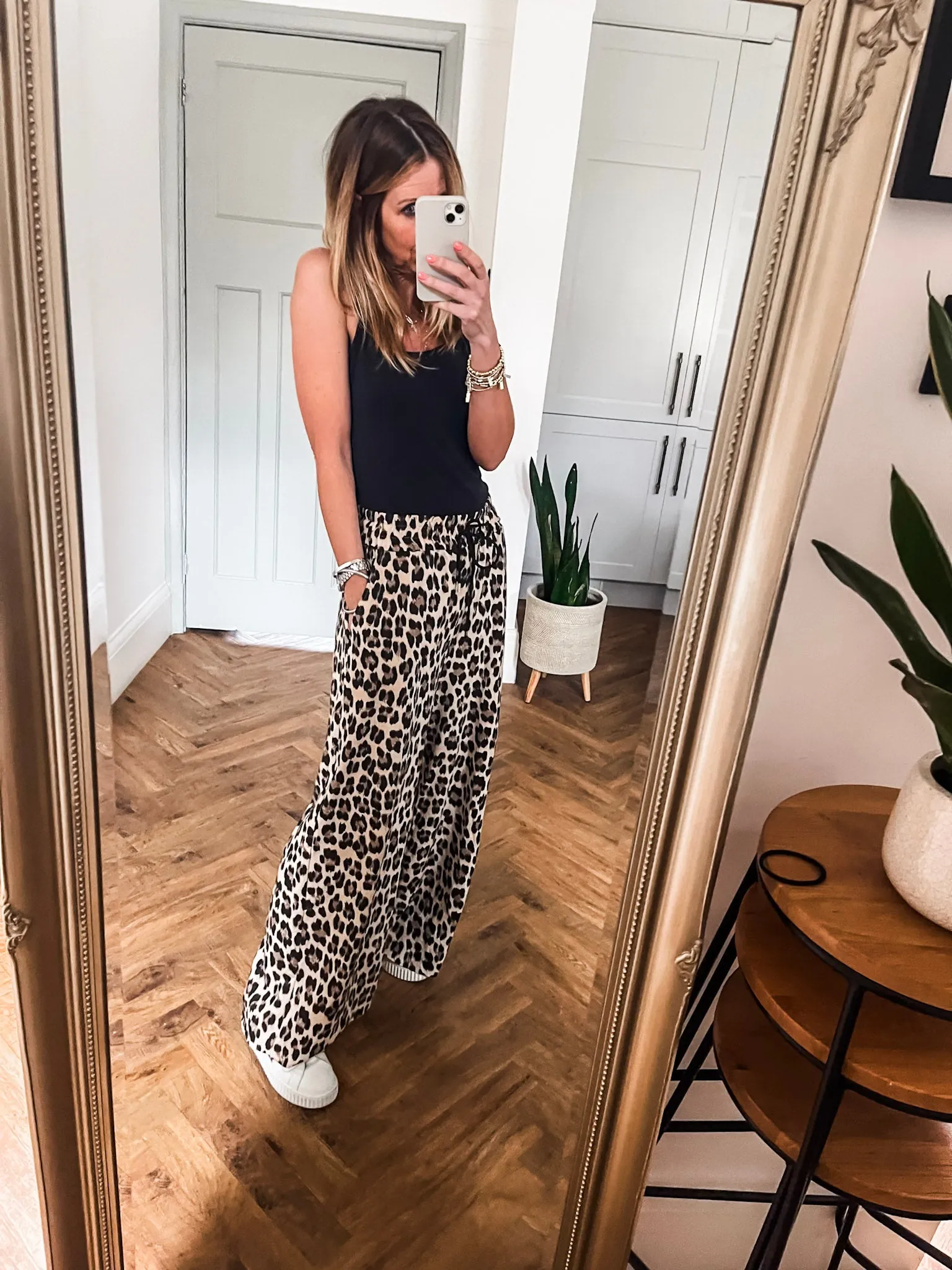 Jersey Leopard Wide Leg Trousers