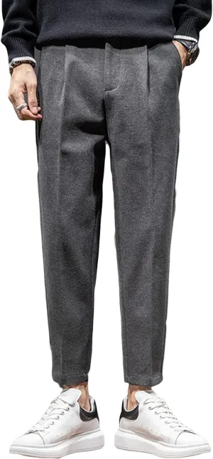 JEShifangjiusu Men's Stretch Fit Flat Front Pant Casual Stretch Slim Fit Dress Chino Pants Classic Trousers Retro Suit Pant (30,Grey), Grey, 30