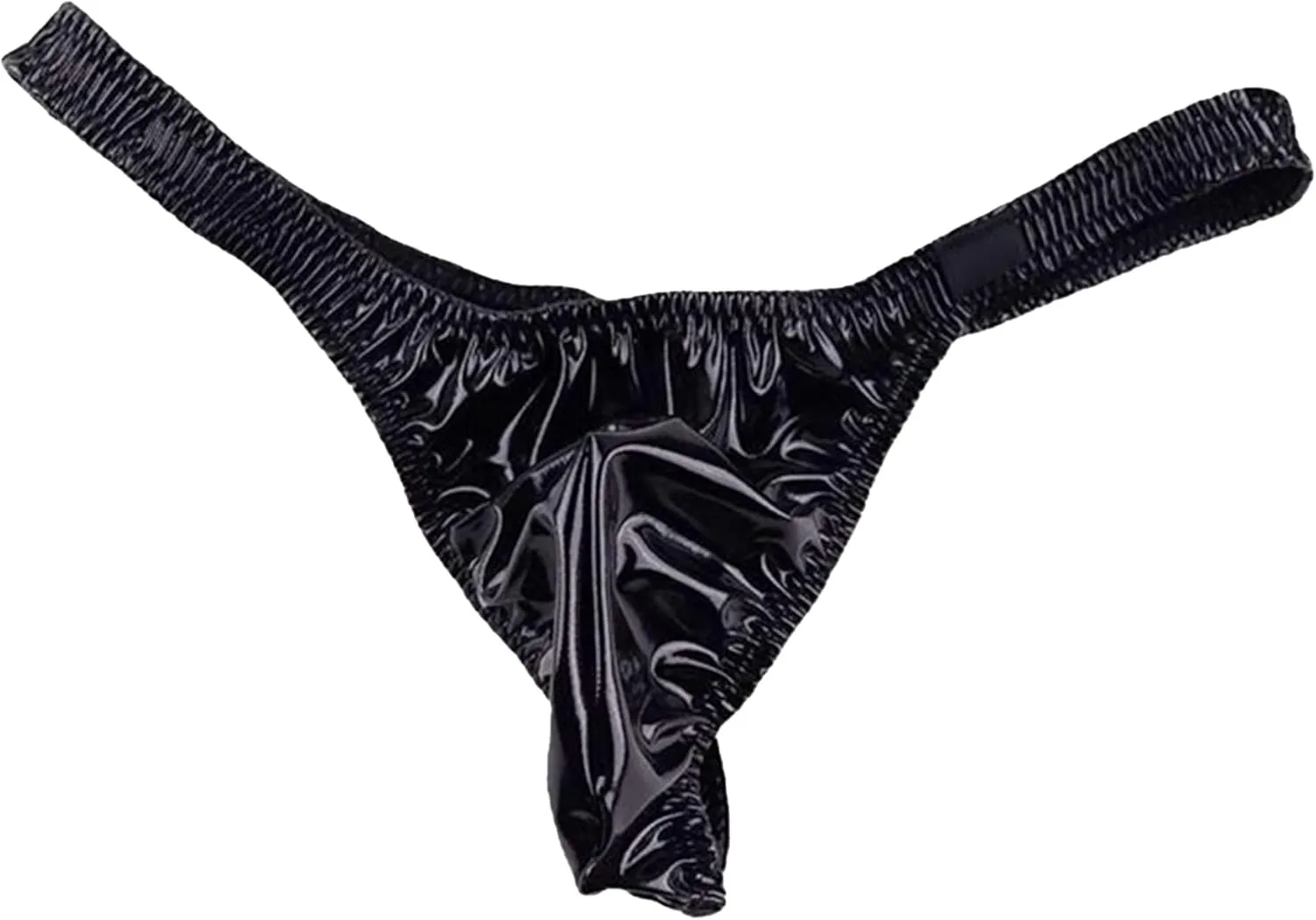 JEsilunmaMY Men's Bulge Pouch Leather Bikini Briefs Low Rise Sexy Panties T-Back Thongs Stretch Fit G-String Underwear