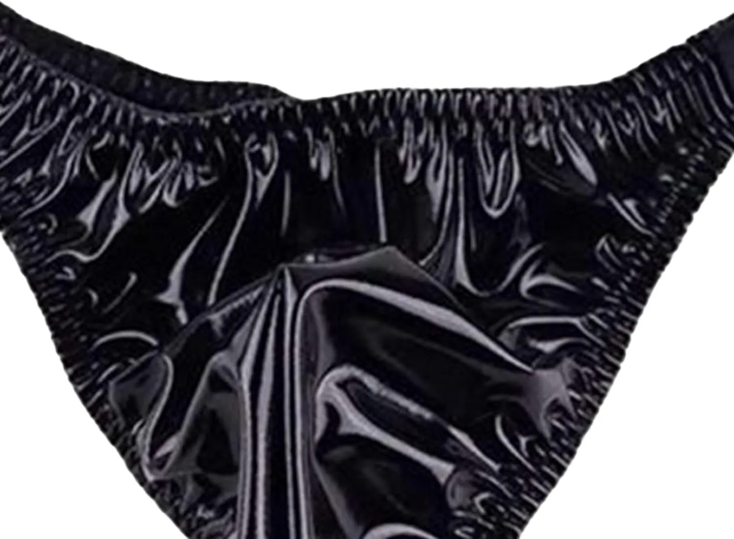JEsilunmaMY Men's Bulge Pouch Leather Bikini Briefs Low Rise Sexy Panties T-Back Thongs Stretch Fit G-String Underwear