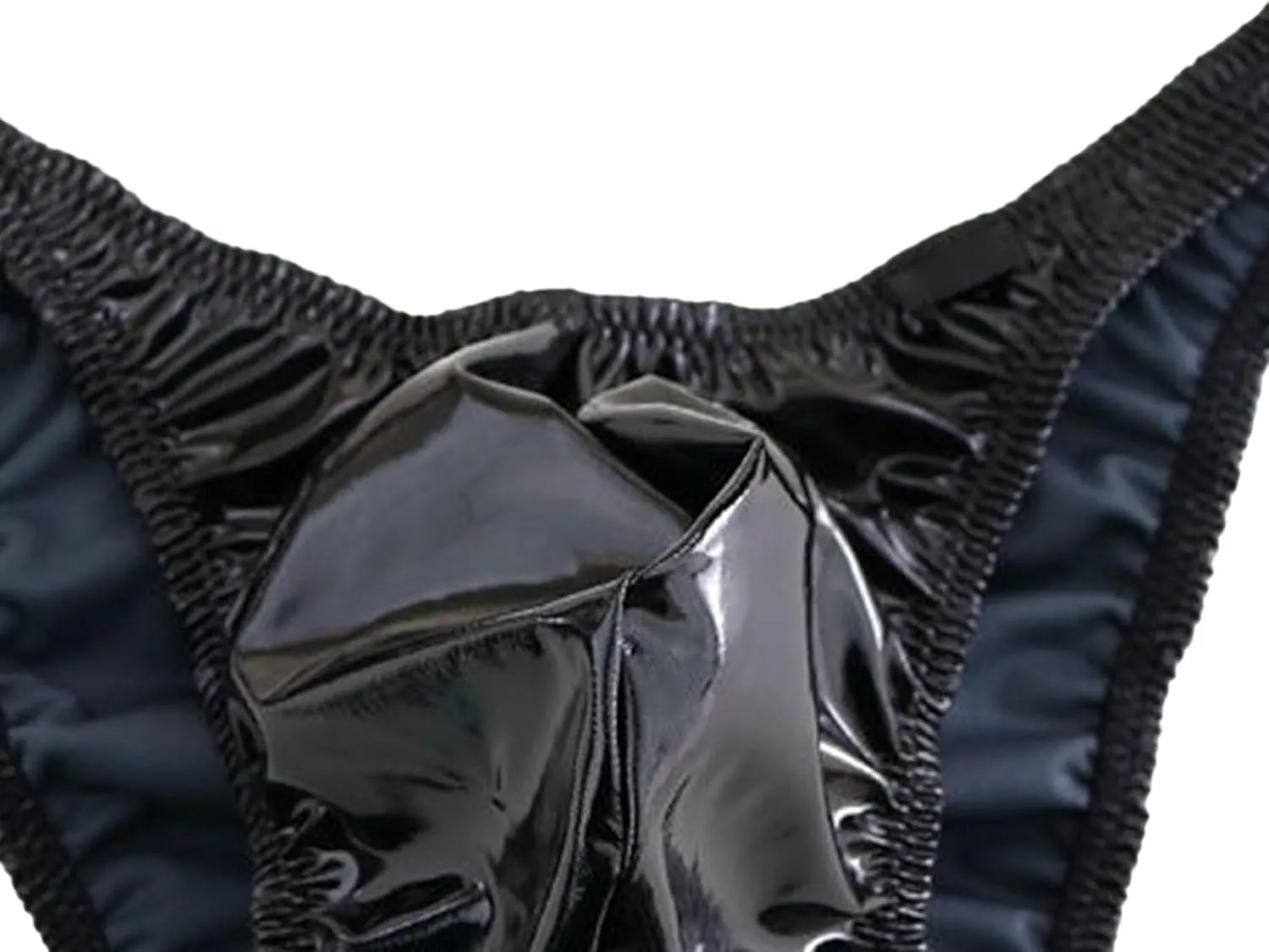 JEsilunmaMY Mens Sissy Leather Bikini Briefs Sexy Low Rise Bulge Pouch Underwear Stretch Fit G-String Thongs Panties