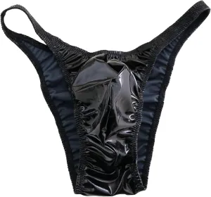 JEsilunmaMY Mens Sissy Leather Bikini Briefs Sexy Low Rise Bulge Pouch Underwear Stretch Fit G-String Thongs Panties