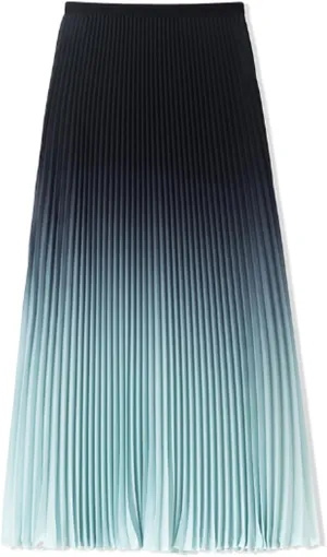 JITEM Women's Color Block Flowing A-Line Pleated Skirt Tie Dye Elastic Waist Swing Midi Skirt Sweet Flared Flowy Long Skirt, Green