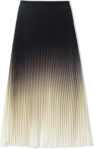 JITEM Women's Color Block Flowing A-Line Pleated Skirt Tie Dye Elastic Waist Swing Midi Skirt Sweet Flared Flowy Long Skirt, Yellow