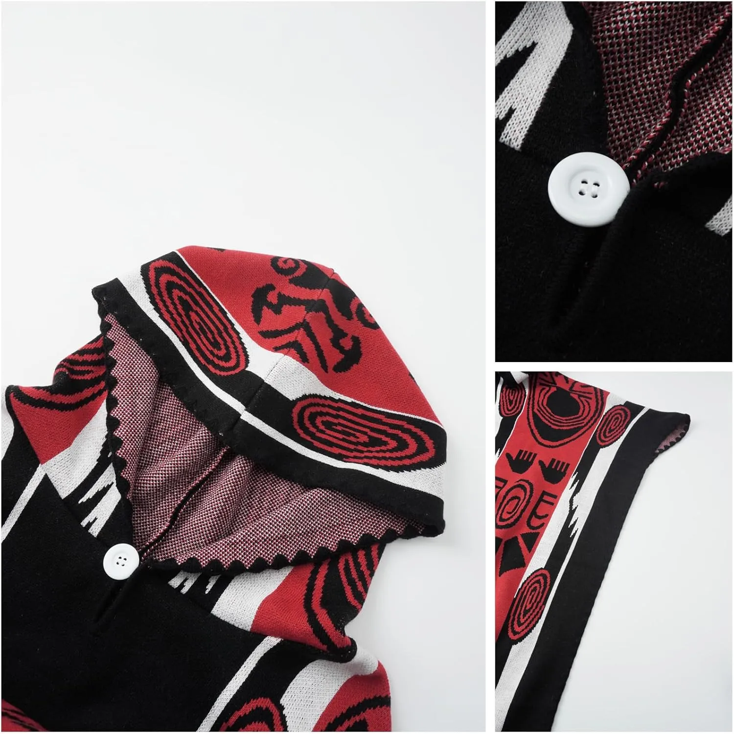 JXVX Mexican Poncho Shawl Vintage Hippie Sarape Pancho Cape Boho Totem Mexicanos Sleeveless Sweater Cloak Costume Outfit