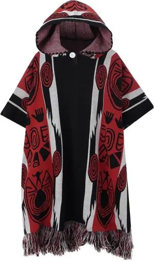 JXVX Mexican Poncho Shawl Vintage Hippie Sarape Pancho Cape Boho Totem Mexicanos Sleeveless Sweater Cloak Costume Outfit