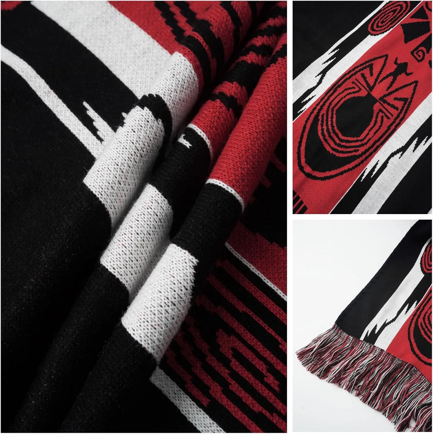 JXVX Mexican Poncho Shawl Vintage Hippie Sarape Pancho Cape Boho Totem Mexicanos Sleeveless Sweater Cloak Costume Outfit