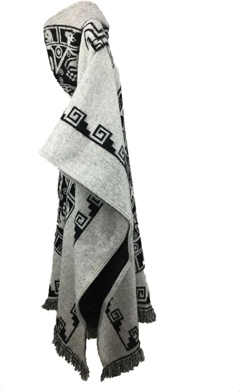 JXVX Mexican Poncho Shawl Vintage Hippie Sarape Pancho Cape Boho Totem Mexicanos Sleeveless Sweater Cloak Costume Outfit