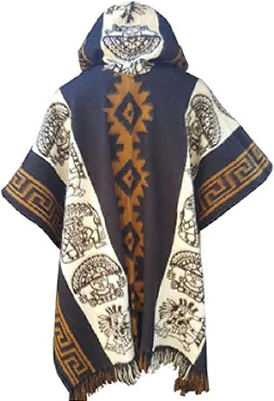 JXVX Mexican Poncho Shawl Vintage Hippie Sarape Pancho Cape Boho Totem Mexicanos Sleeveless Sweater Cloak Costume Outfit