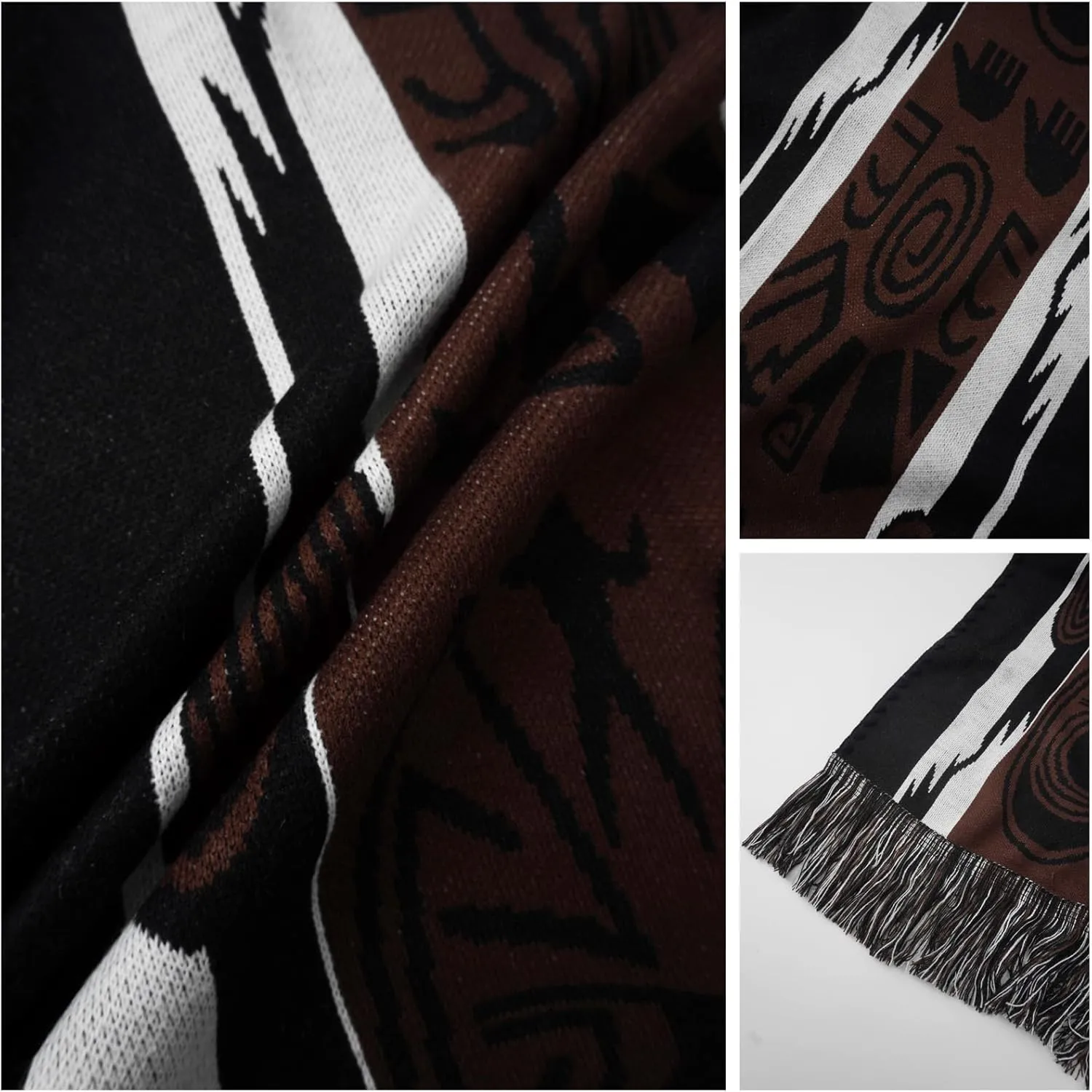 JXVX Mexican Poncho Shawl Vintage Hippie Sarape Pancho Cape Boho Totem Mexicanos Sleeveless Sweater Cloak Costume Outfit