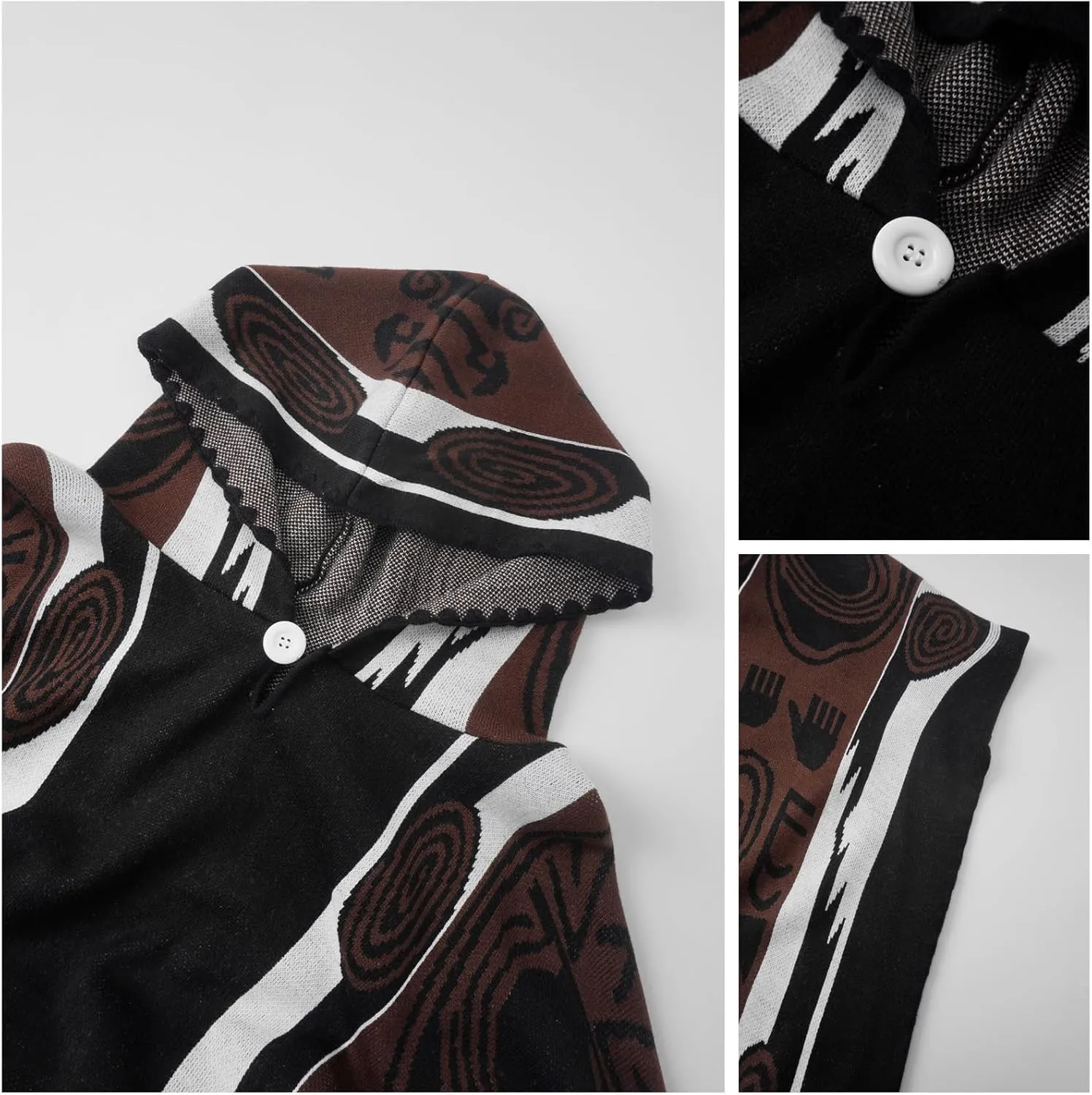 JXVX Mexican Poncho Shawl Vintage Hippie Sarape Pancho Cape Boho Totem Mexicanos Sleeveless Sweater Cloak Costume Outfit