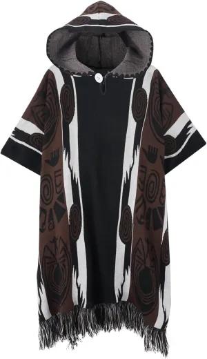 JXVX Mexican Poncho Shawl Vintage Hippie Sarape Pancho Cape Boho Totem Mexicanos Sleeveless Sweater Cloak Costume Outfit