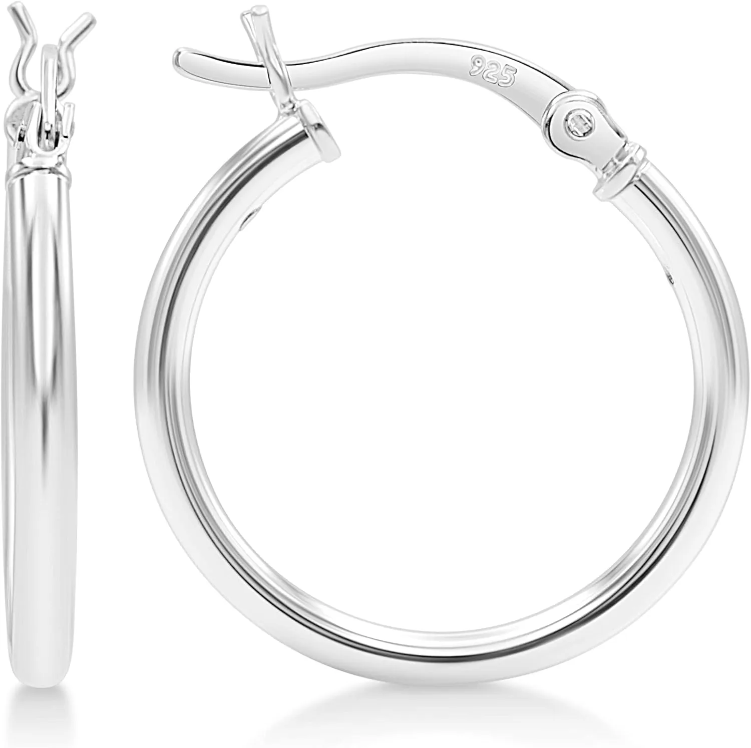 KEZEF 925 Silver Hoop Earrings for Women - Small & Large Sterling Silver Hoop Earrings for Men - Hypoallergenic Silver Earrings Available in 10mm-50mm