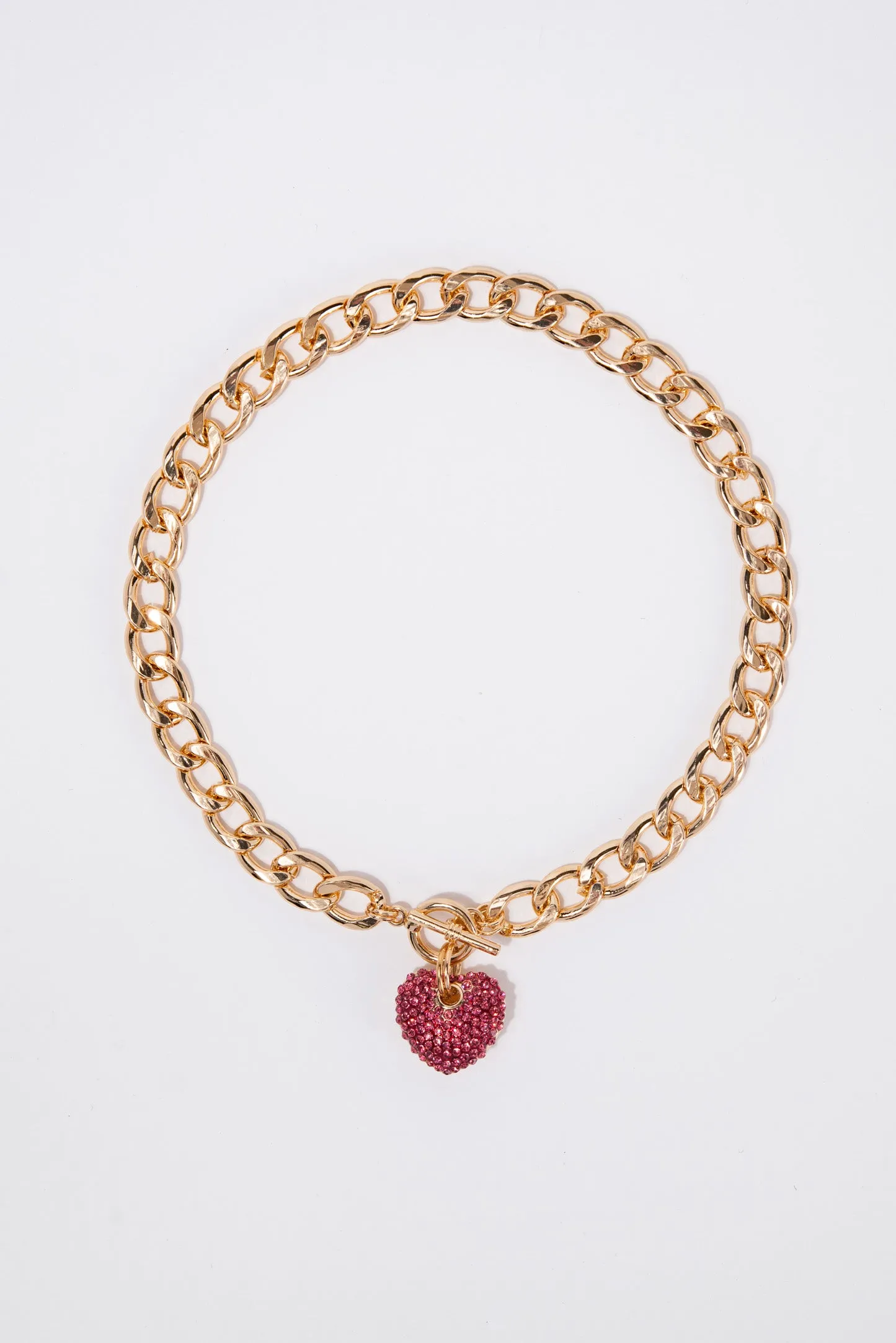 Khloe Heart Pendant Chain Toggle Necklace