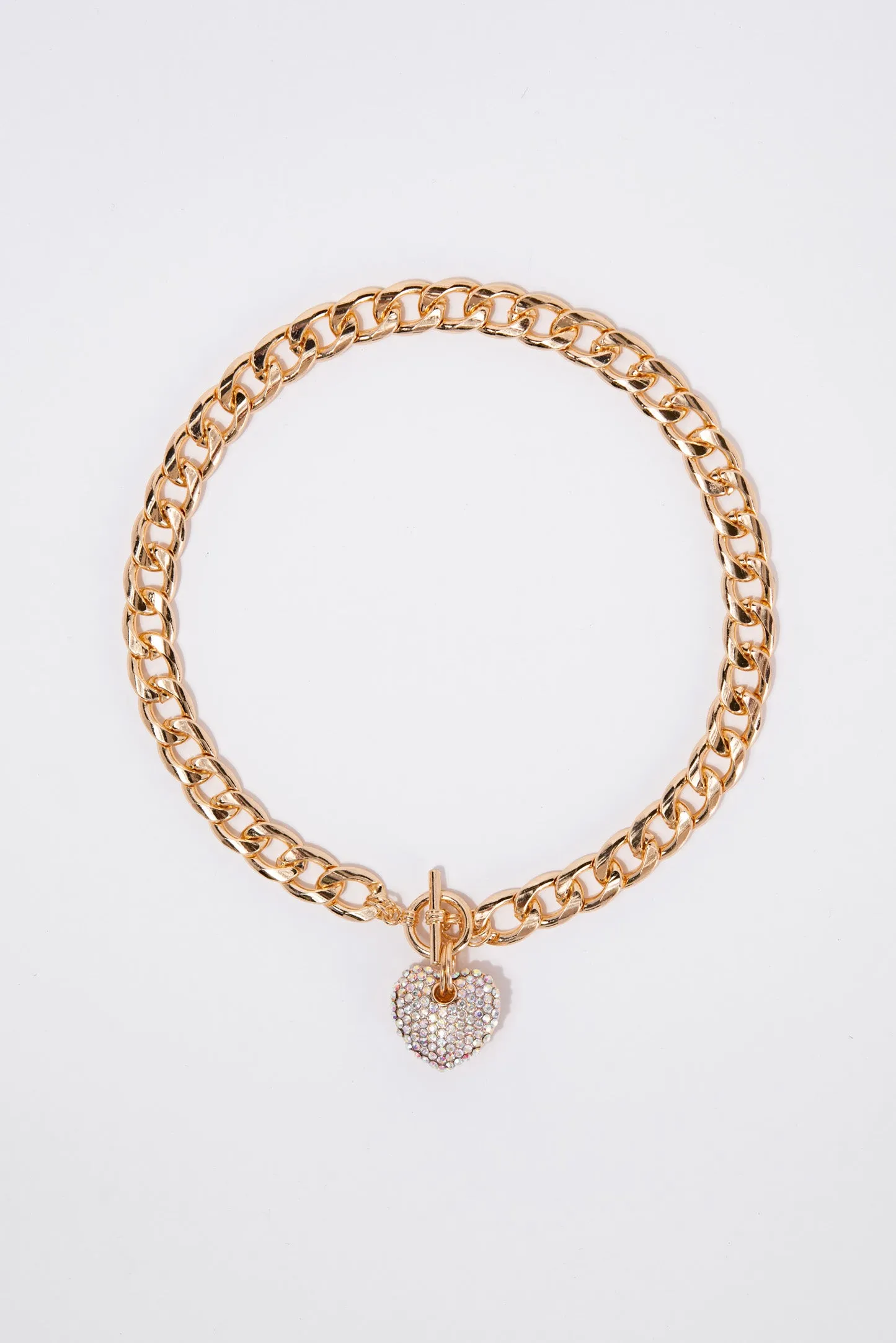 Khloe Heart Pendant Chain Toggle Necklace