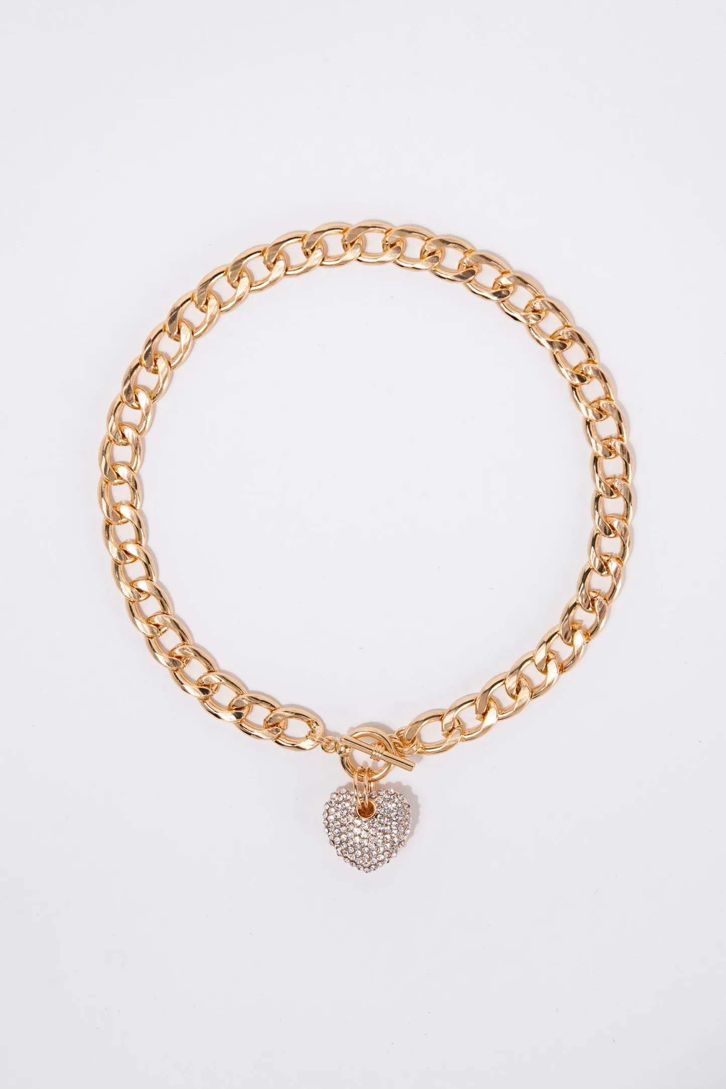 Khloe Heart Pendant Chain Toggle Necklace