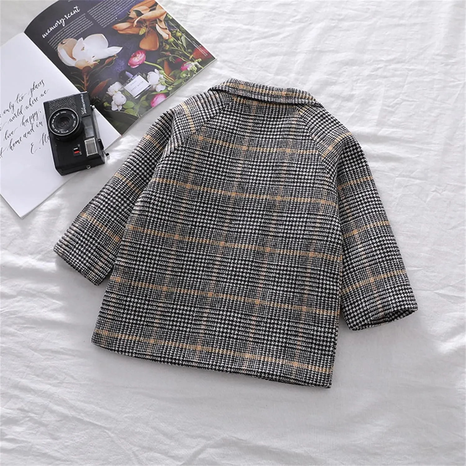 Kids Trench Coat for Toddler Boy Girls Woolden Overcoat Winter Dress Peacoat Double Breasted Wool Coat 1-5 Years