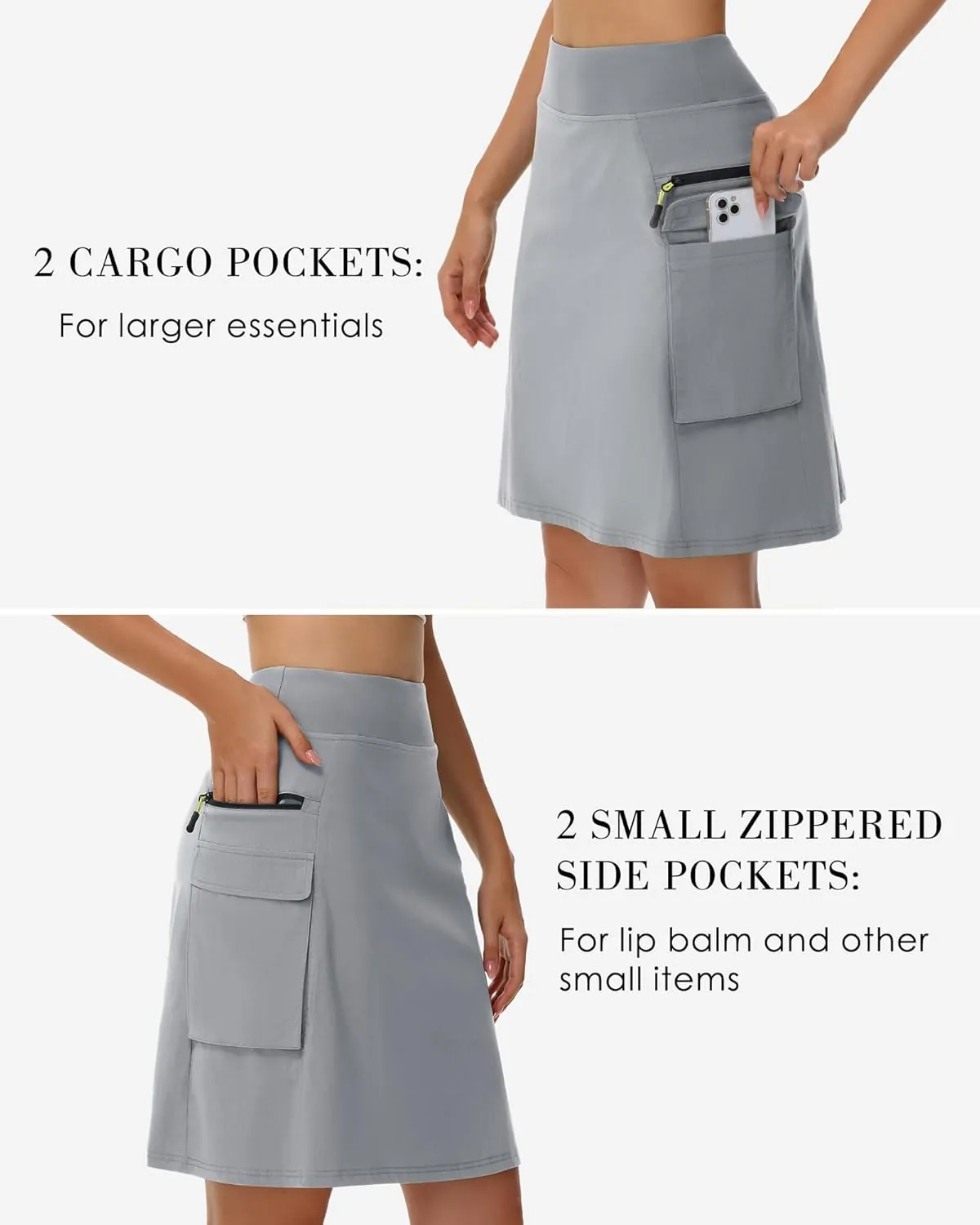 Kimmery Women's Quick Dry Cargo Skirt with 5 Pockets High Waisted Golf Skirts for Casual Hiking