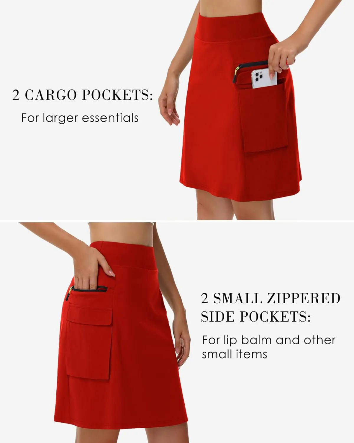 Kimmery Women's Quick Dry Cargo Skirt with 5 Pockets High Waisted Golf Skirts for Casual Hiking
