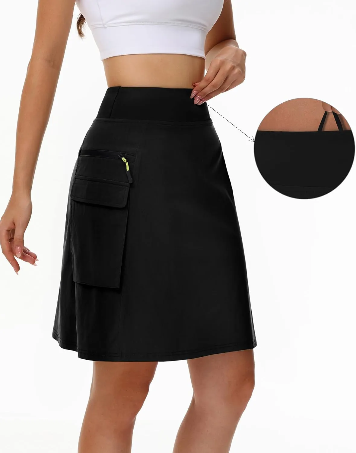 Kimmery Women's Quick Dry Cargo Skirt with 5 Pockets High Waisted Golf Skirts for Casual Hiking