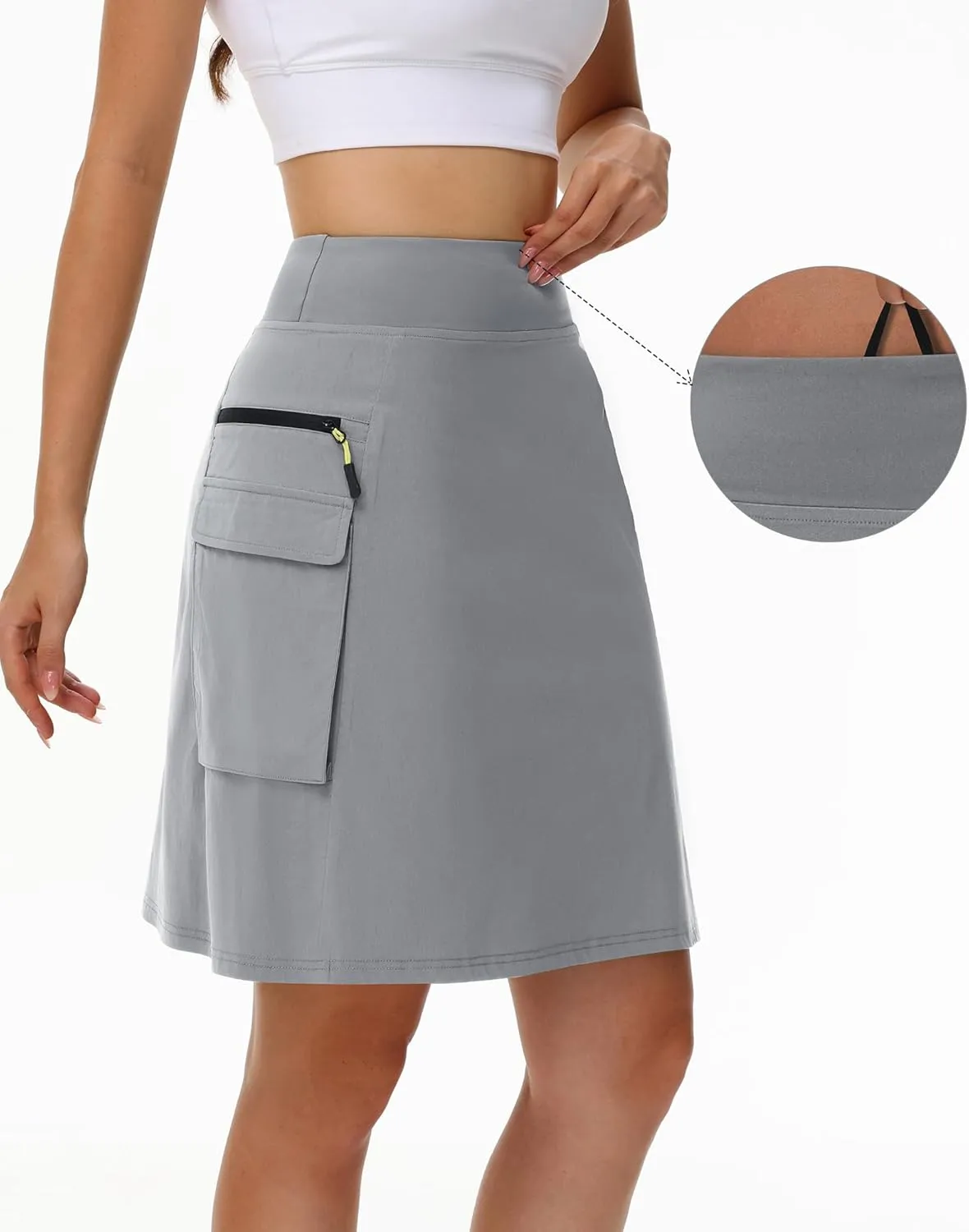 Kimmery Women's Quick Dry Cargo Skirt with 5 Pockets High Waisted Golf Skirts for Casual Hiking
