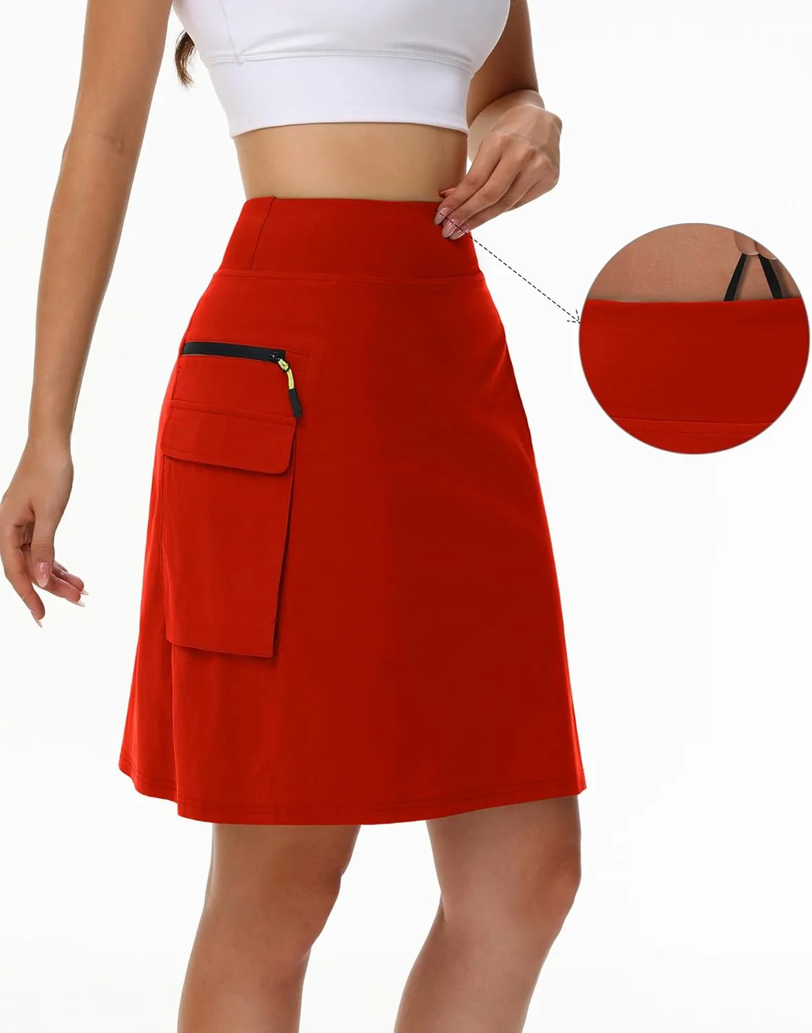 Kimmery Women's Quick Dry Cargo Skirt with 5 Pockets High Waisted Golf Skirts for Casual Hiking