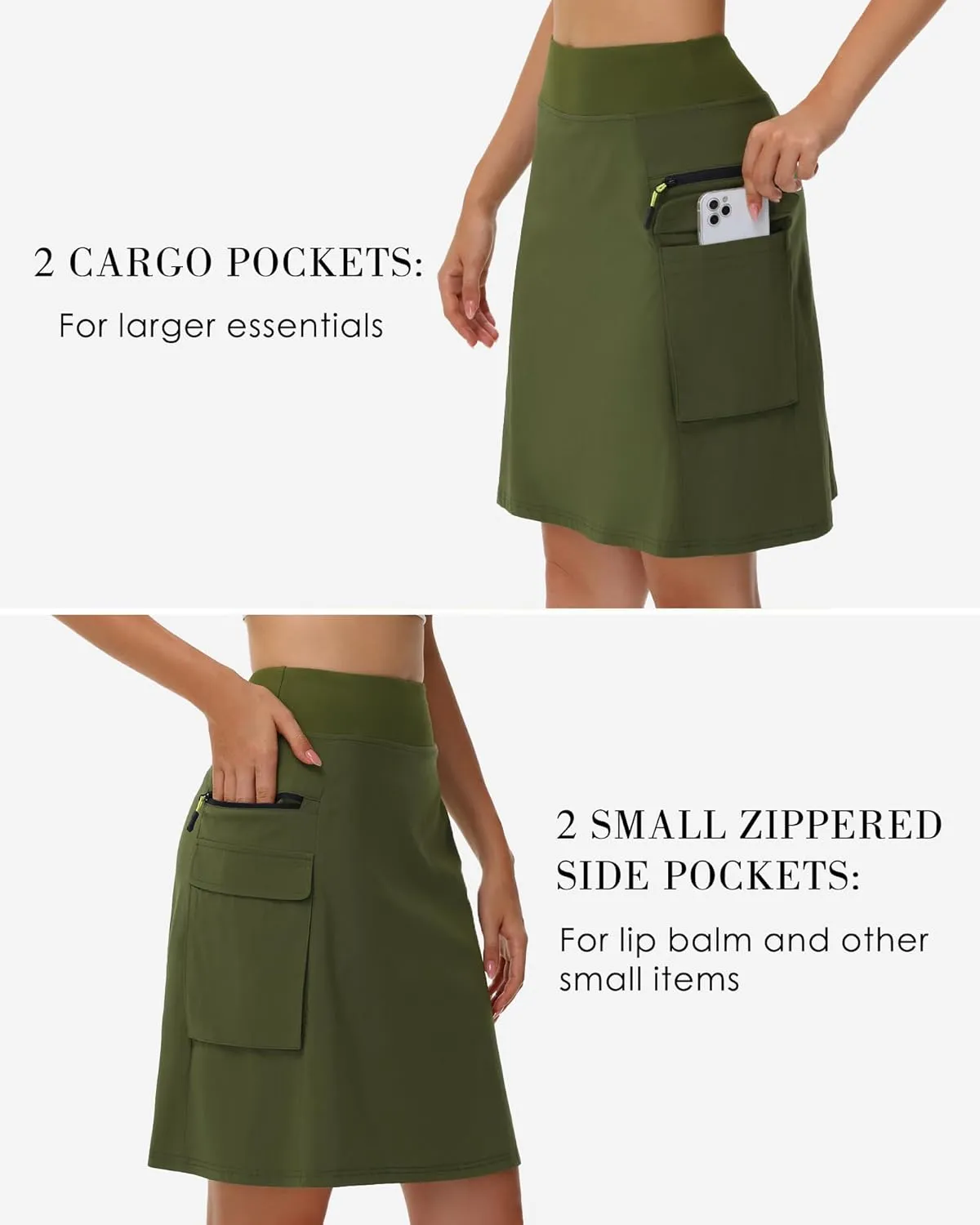 Kimmery Women's Quick Dry Cargo Skirt with 5 Pockets High Waisted Golf Skirts for Casual Hiking