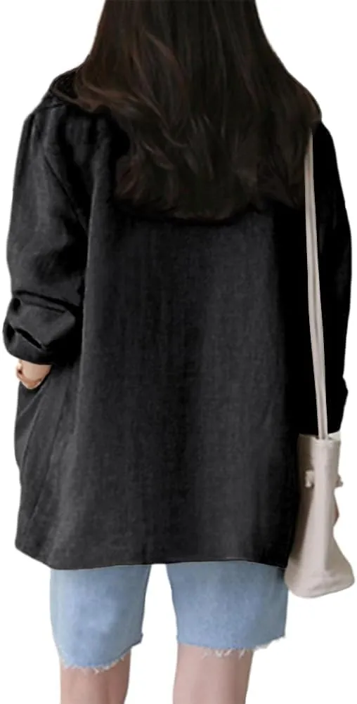 Kinghua Linen Blazer Women Casual Long Sleeve Jackets Spring Summer 2025 Lightweight Business Tops
