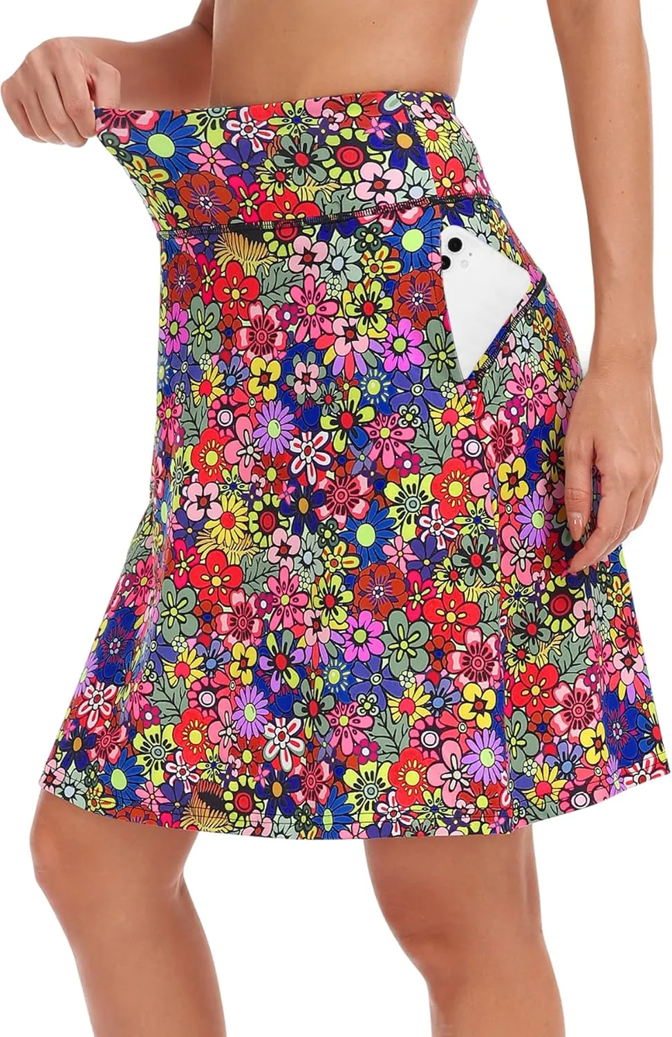 KORALHY 20" Knee Length Skorts Skirts for Women, High Waisted Tennis Athletic Skirt with Zipper Pocket