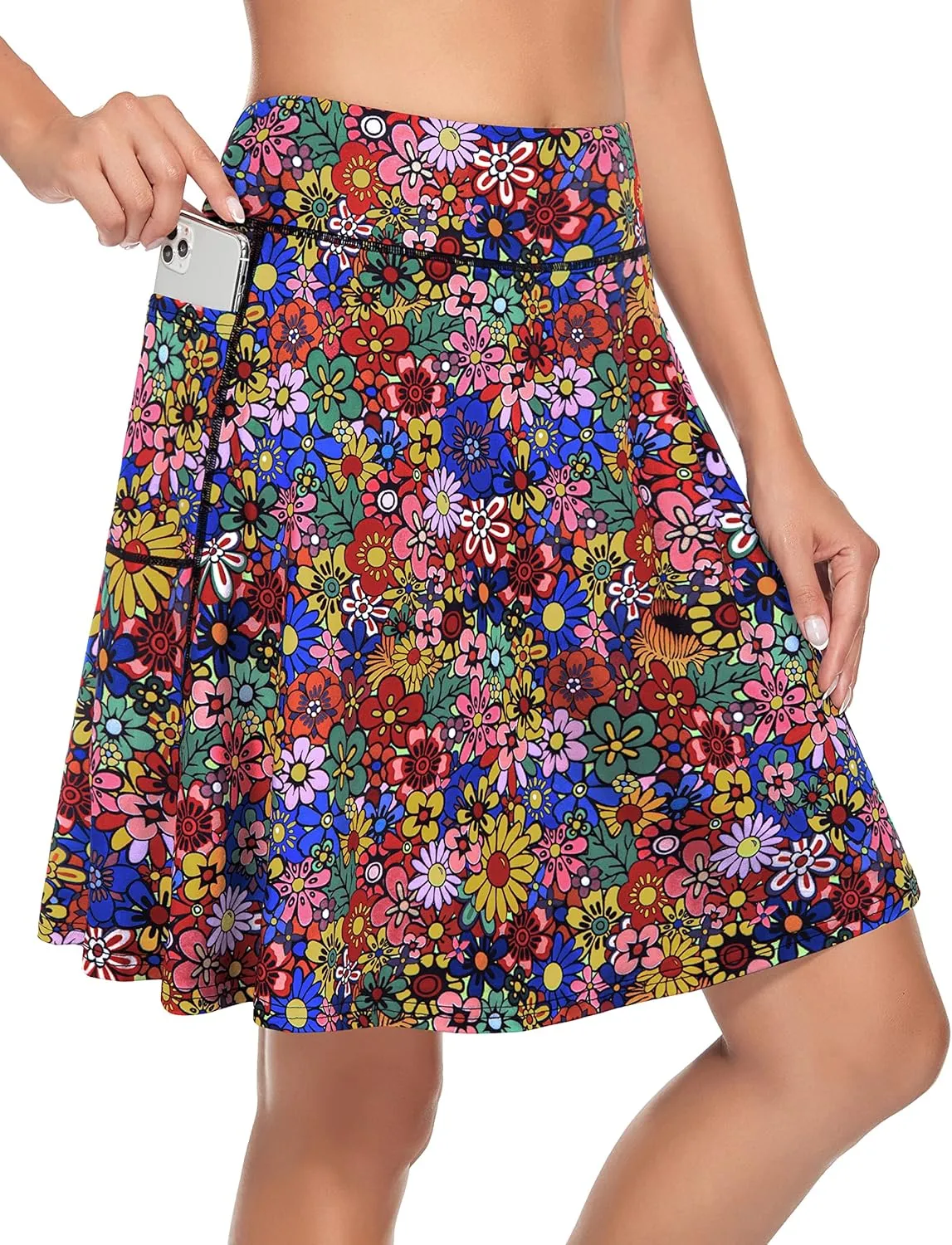 KORALHY Women's 20" Knee Length Skorts Skirts Tennis Athletic Golf Causal Skort with 4 Pockets