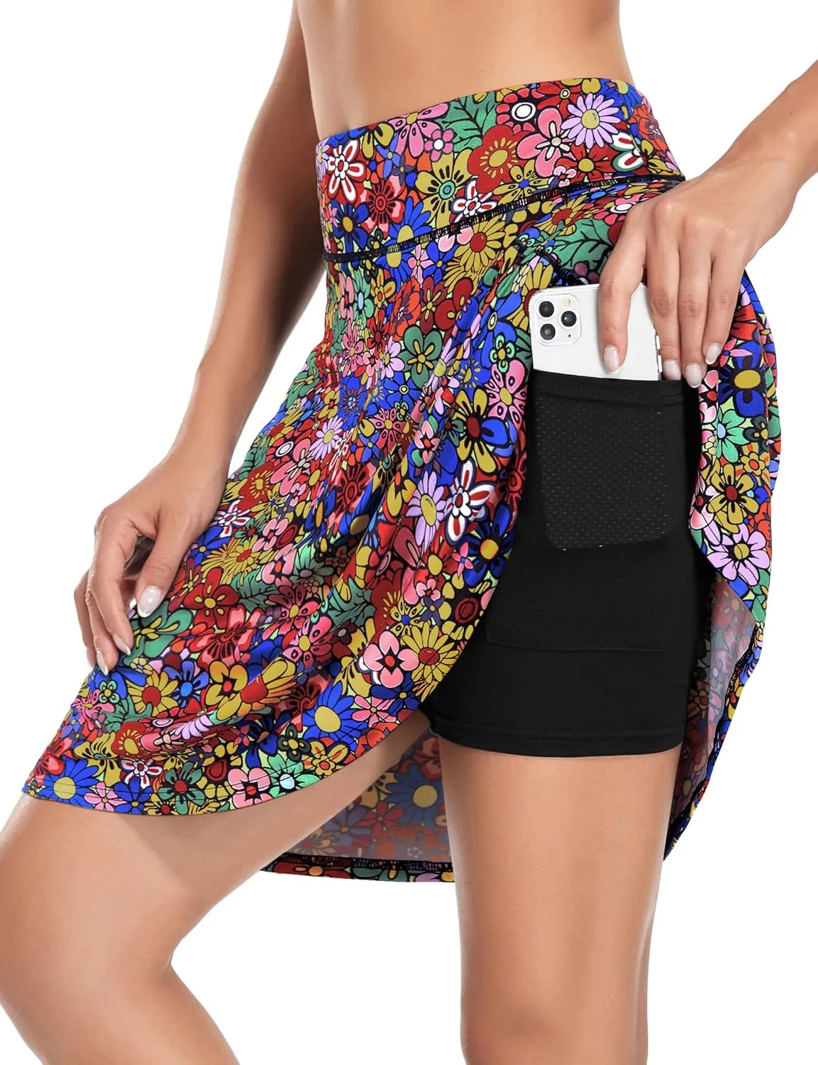 KORALHY Women's 20" Knee Length Skorts Skirts Tennis Athletic Golf Causal Skort with 4 Pockets